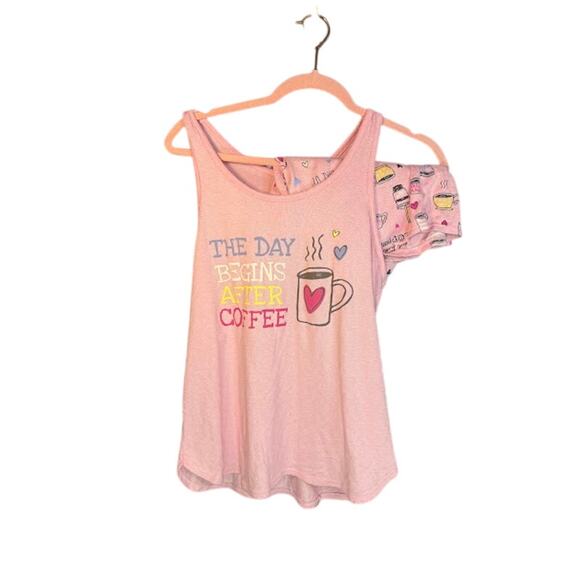 Secret Treasures Pajama Set Size M Top Large Bottom Coffee Tank Top Shorts Pink - Picture 1 of 13